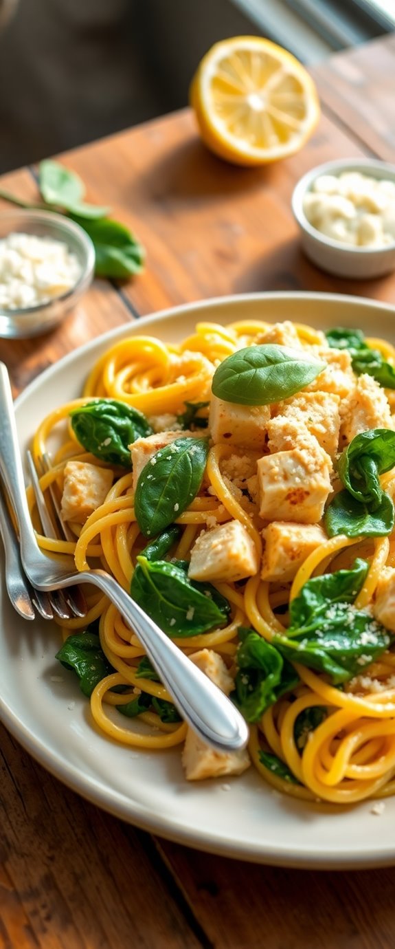 chicken and spinach pasta