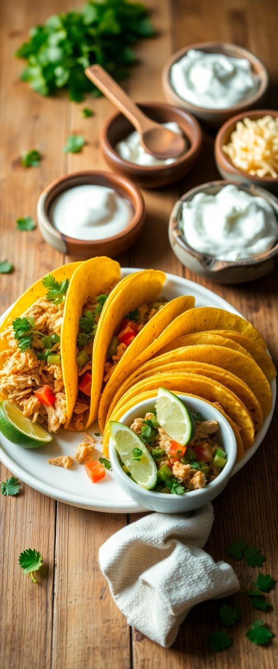 slow cooked lime chicken tacos