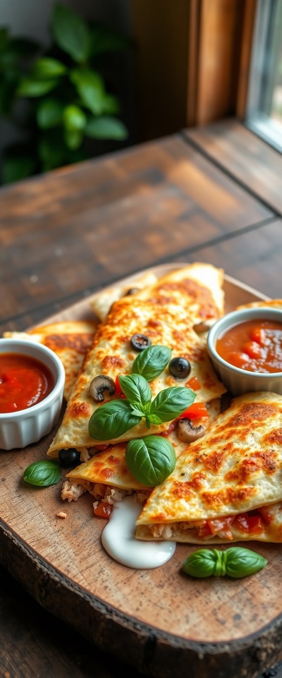 chicken pizza in quesadilla