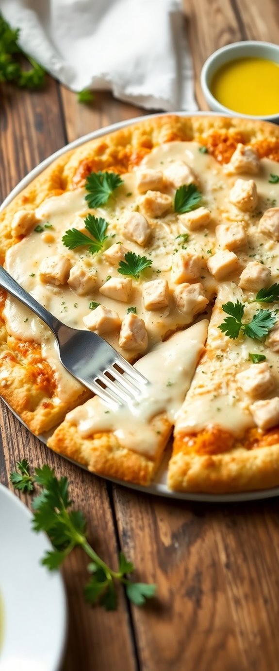 healthy chicken alfredo pizza