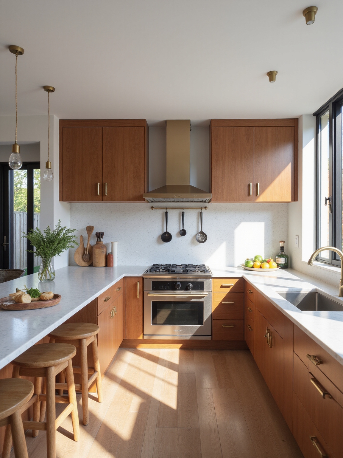 banquette style dual sided prep peninsula