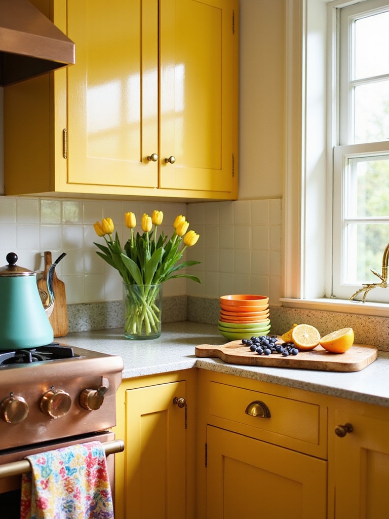 bright playful kitchen accents