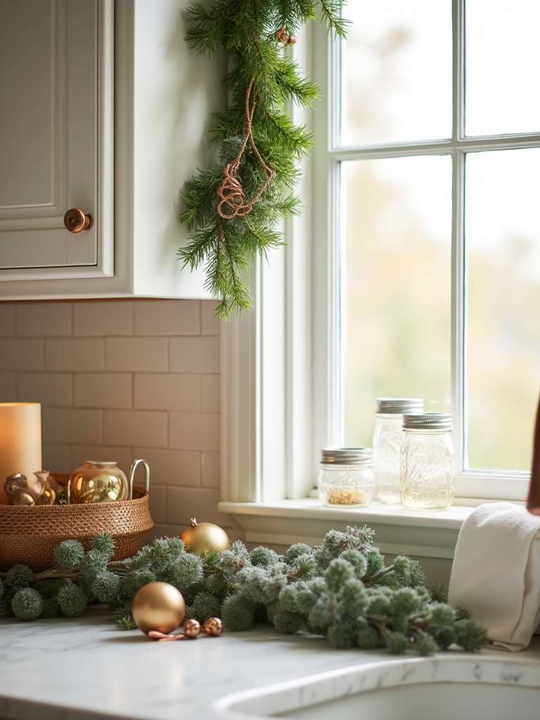 budget faux greenery with metallics
