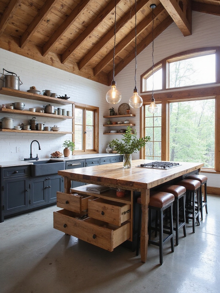 butcher block multifunctional kitchen island