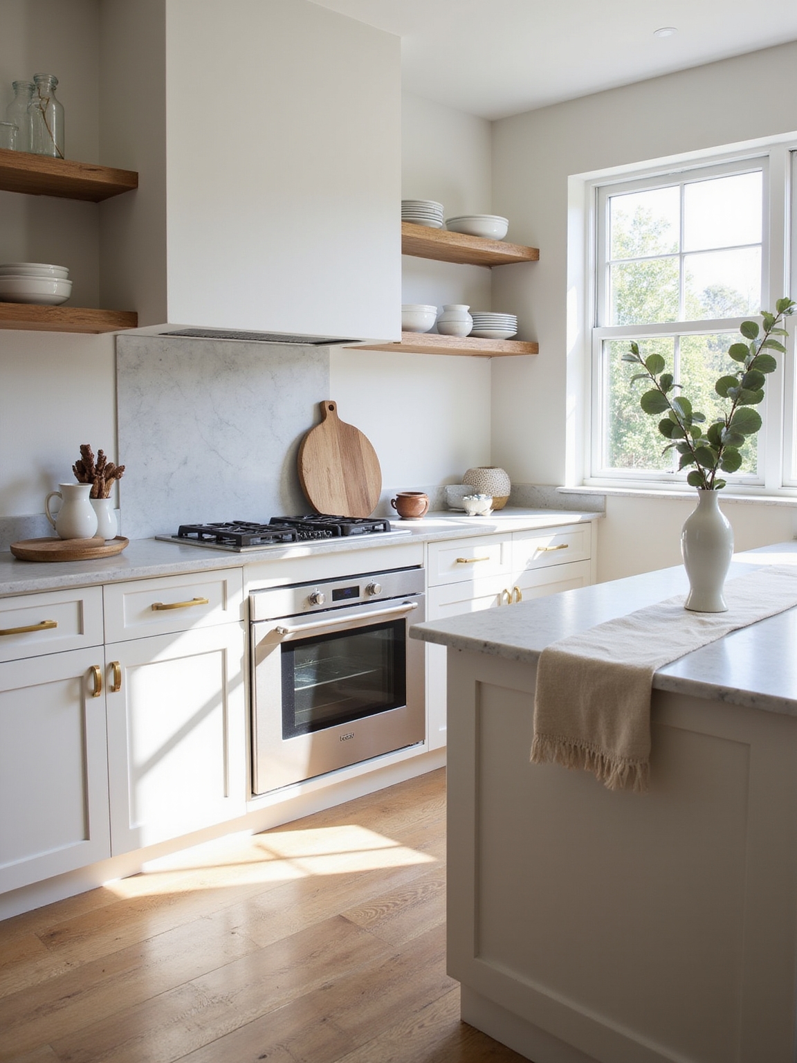 calm layered neutral kitchen design