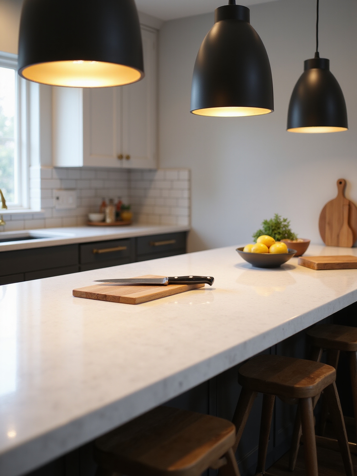 centered evenly spaced pendant lighting