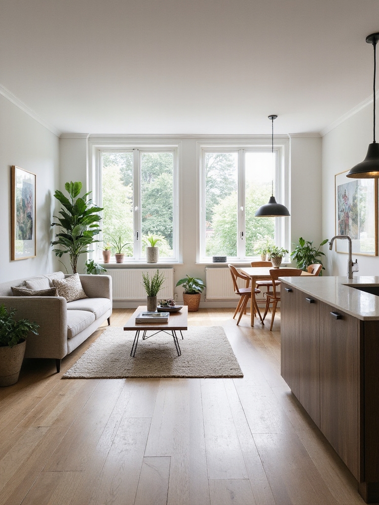 clear circulation with anchored furniture