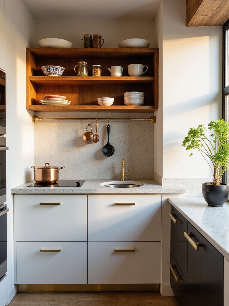 clear countertops open shelving