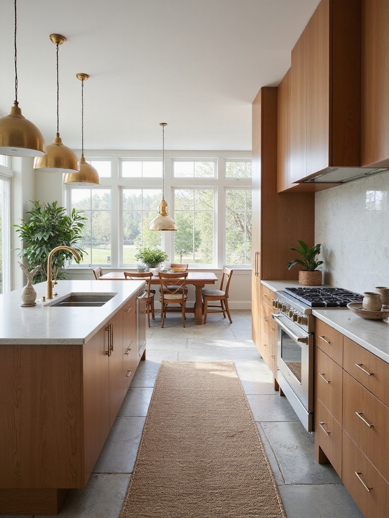 clear cozy unobstructed kitchen dining flow