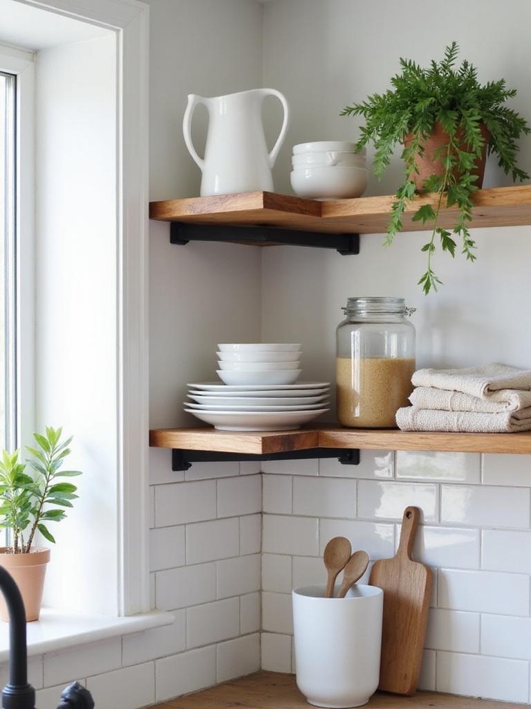 clear grouped balanced open shelves
