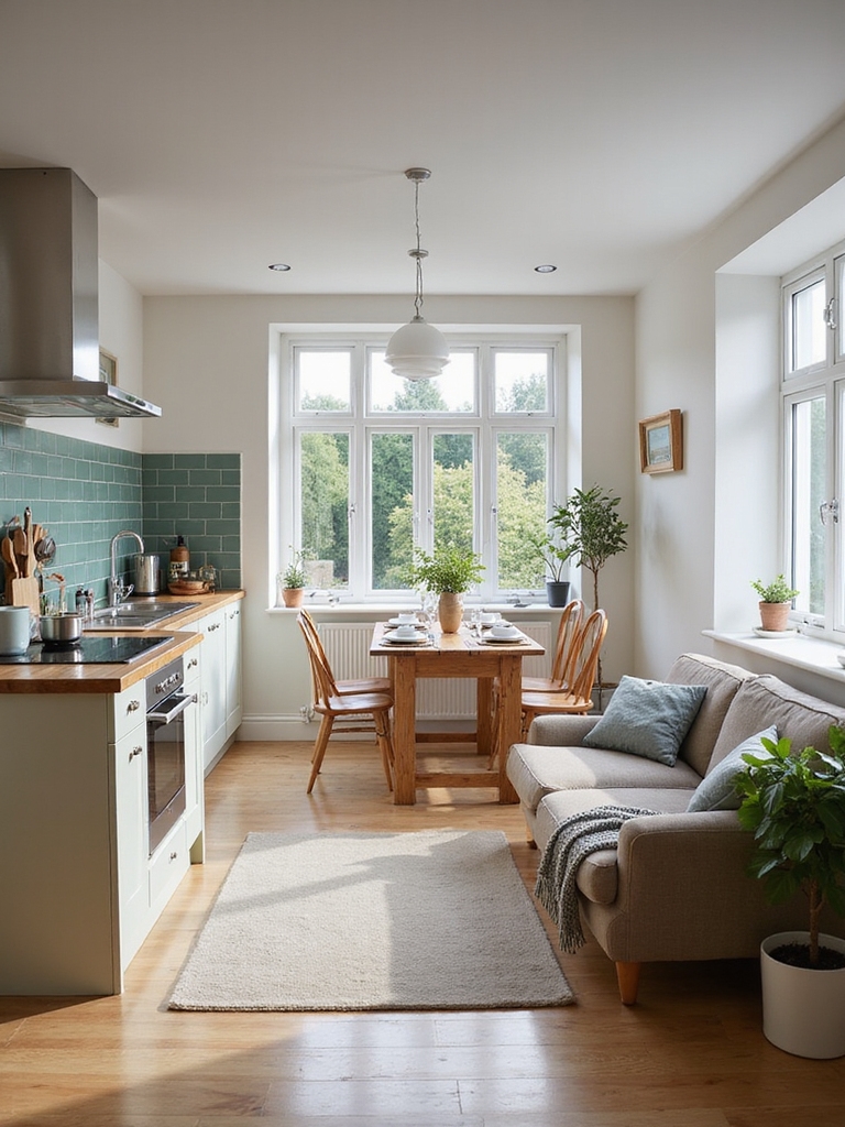 clearly defined kitchen dining lounging