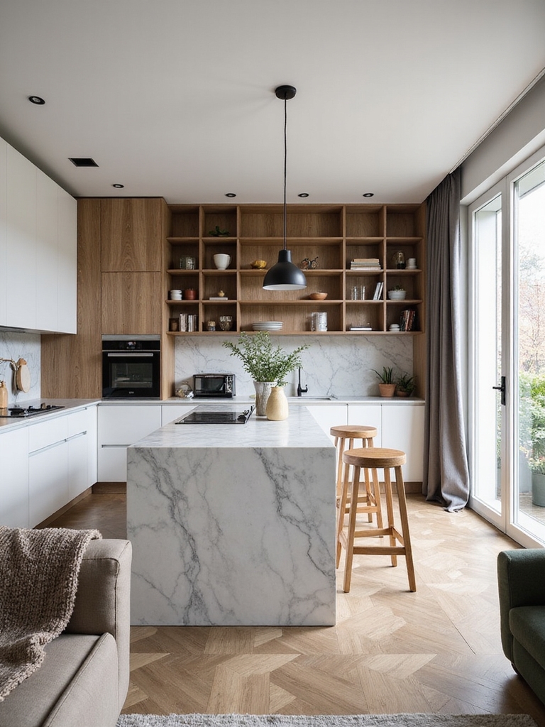 compact efficient open plan kitchen