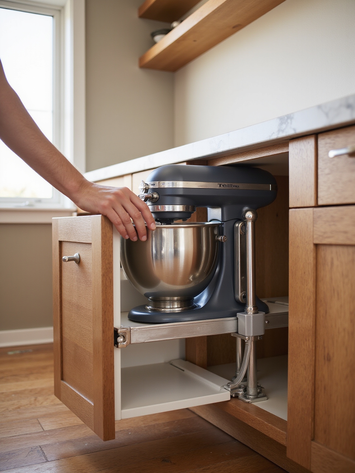 concealed mechanical countertop appliance lift