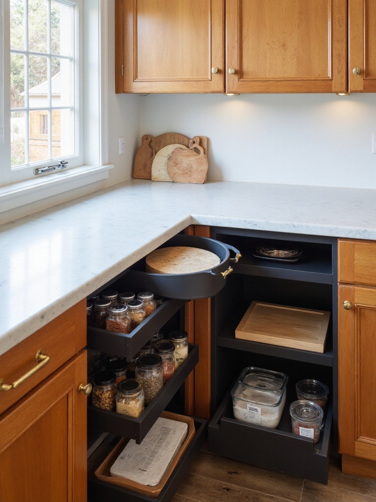 corner storage optimizes kitchen workflow