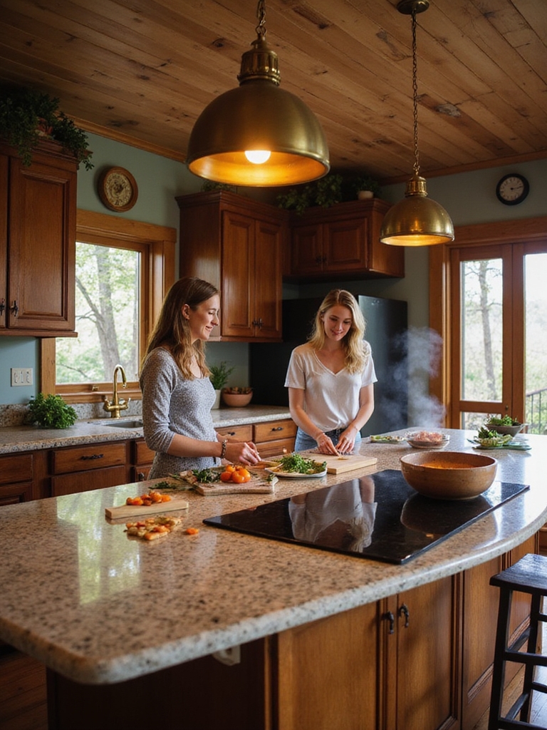 cozy communal u shaped island