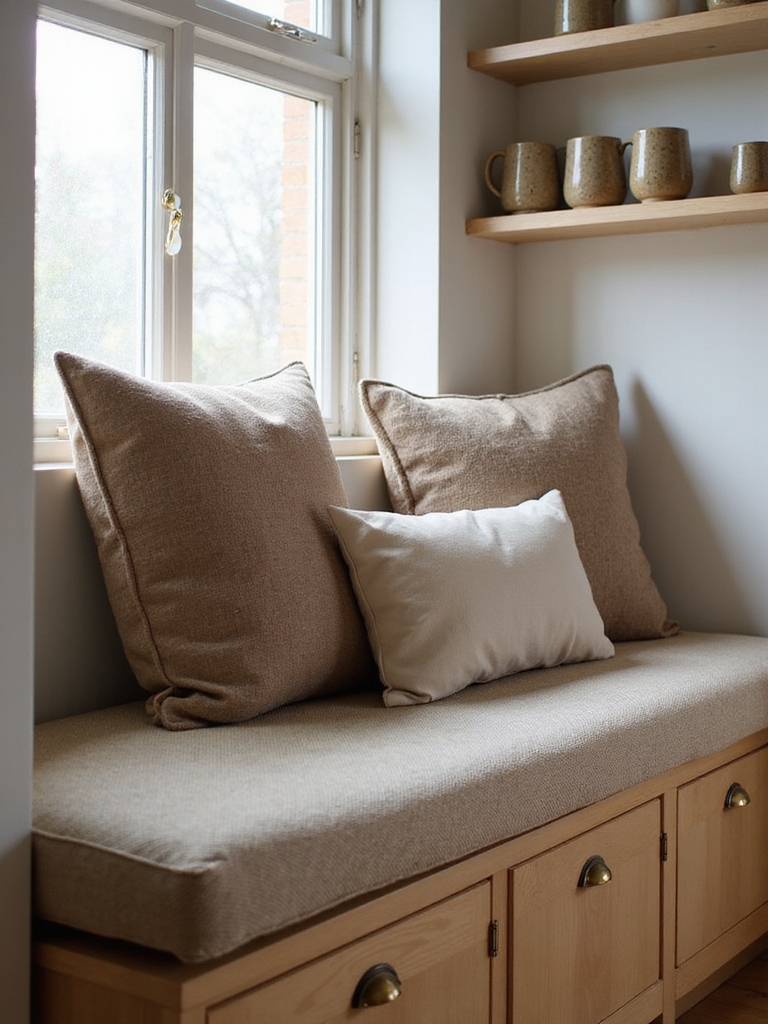 cozy layered bench seating