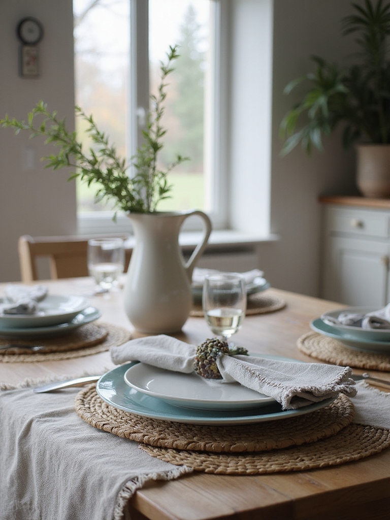 cozy layered rustic dining linens