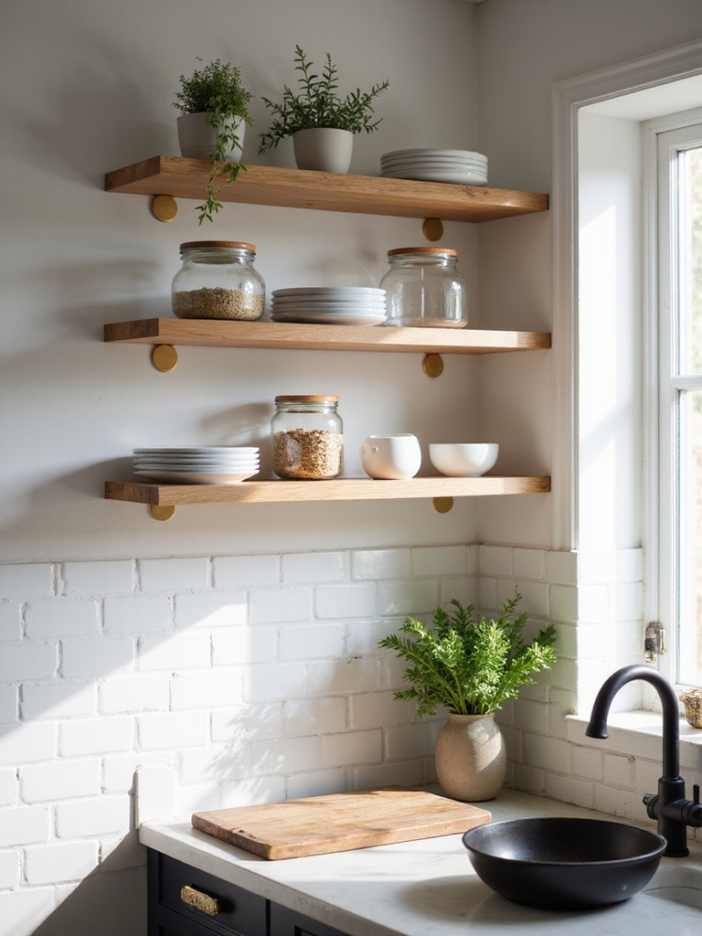 curated open shelving styling