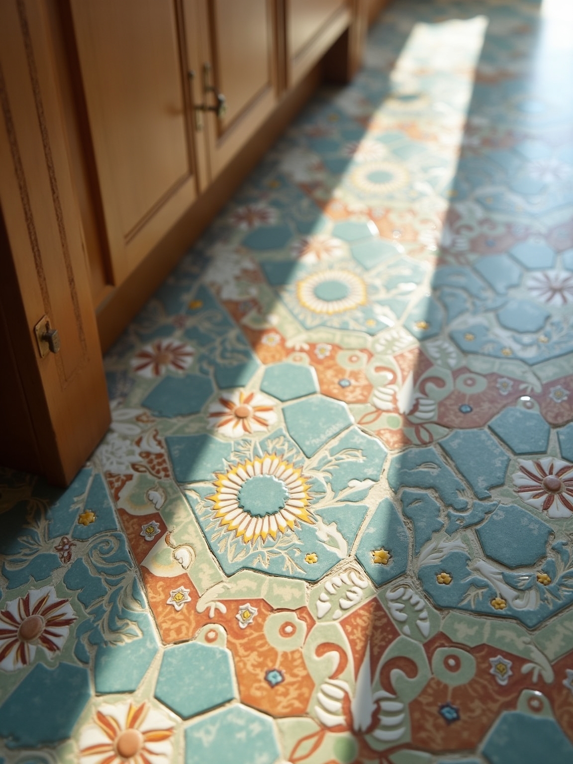 elegant patterned kitchen tiles