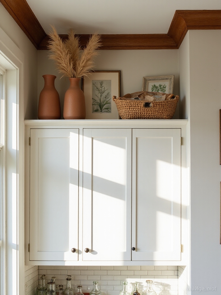 elevated above cabinet kitchen styling