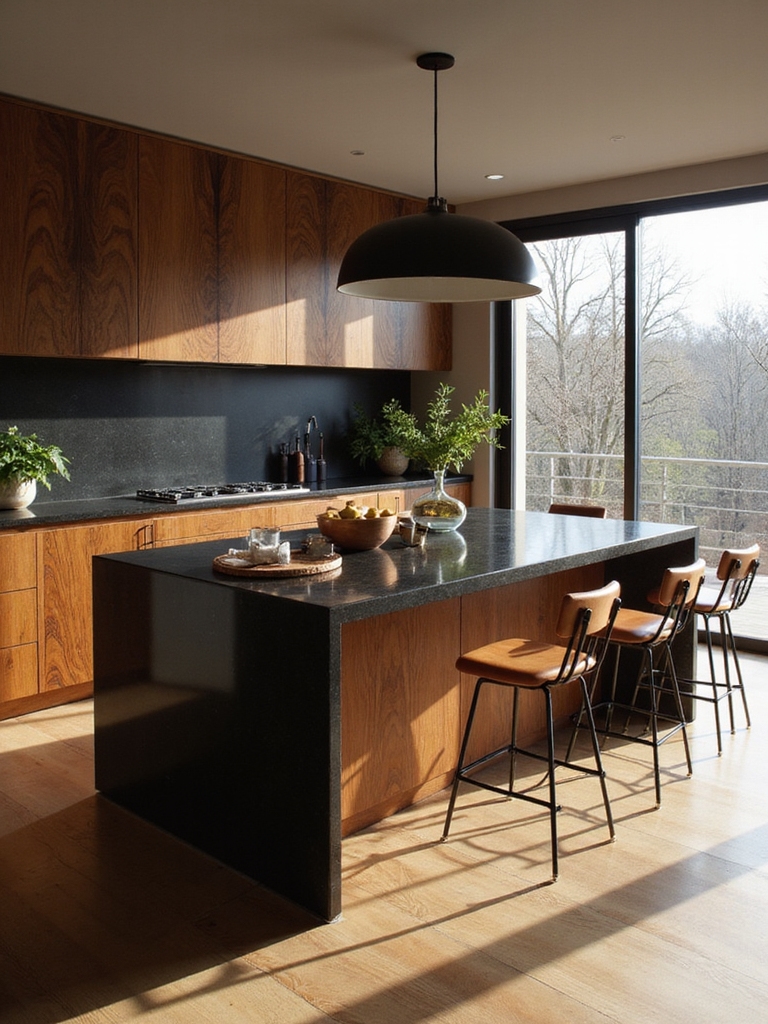 exotic wood mixed material island