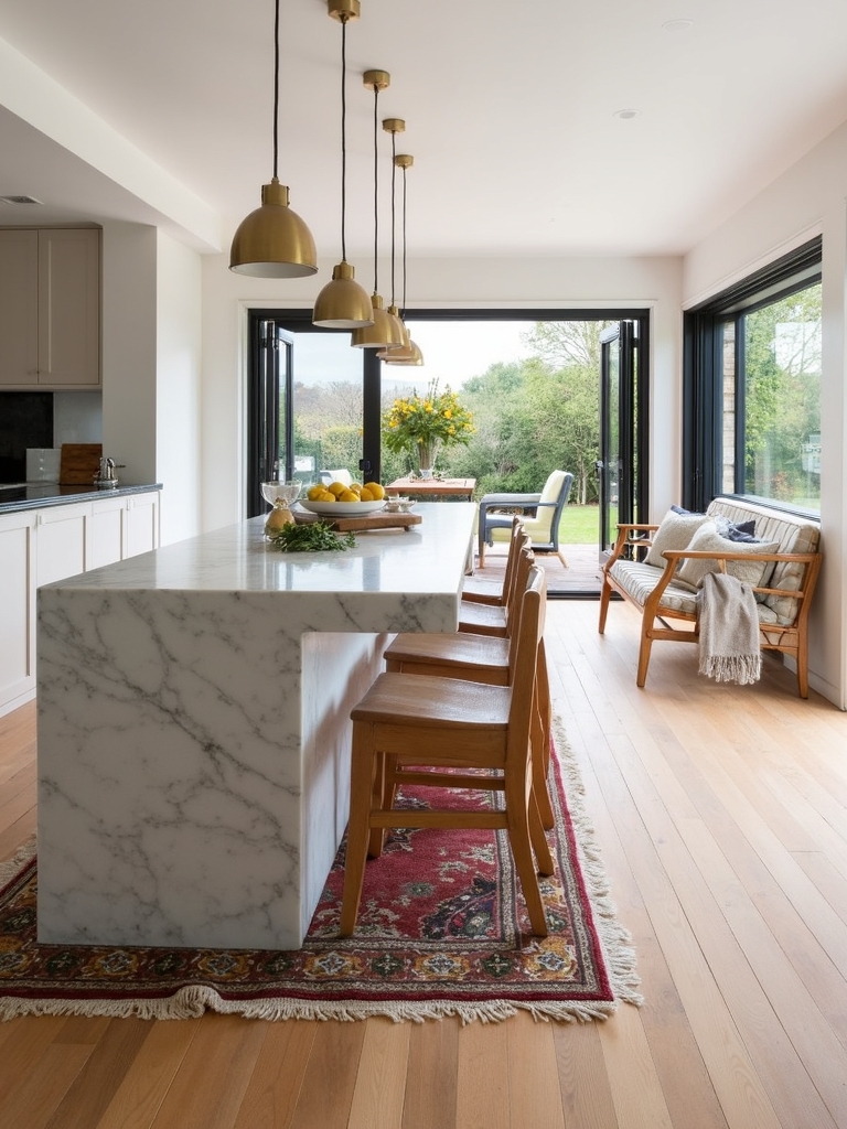 flow focused entertaining kitchen layout