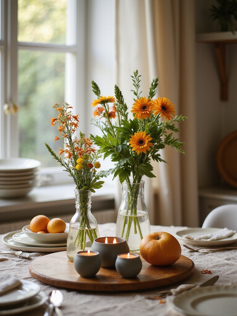 focal centerpiece with seasonal accents