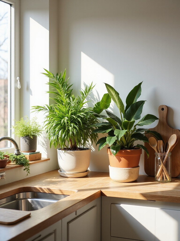 fresh air kitchen plant decor