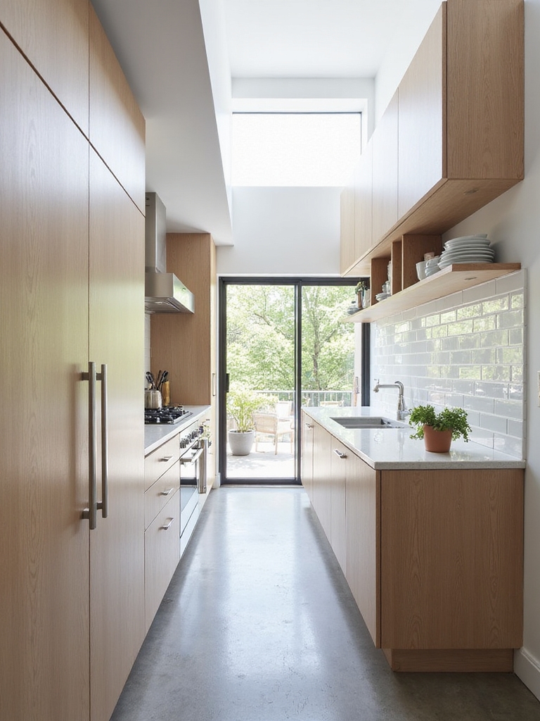 galley kitchen opened up