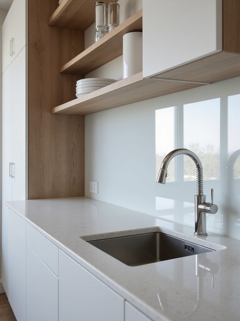 glossy glass brass accents