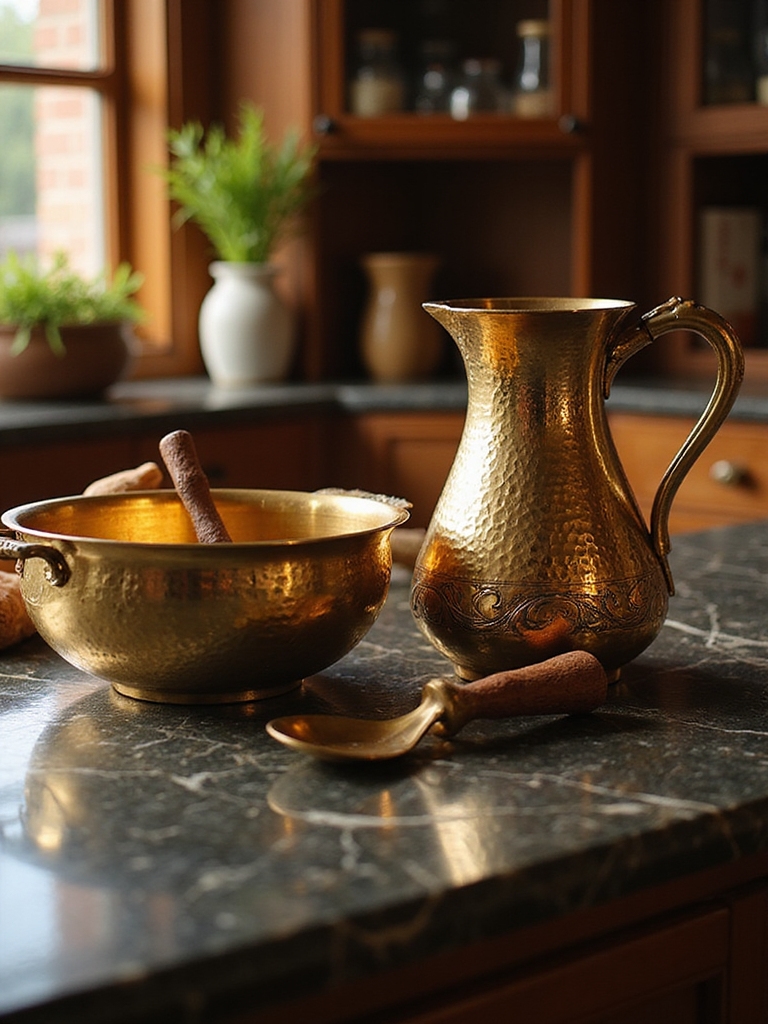 hand hammered brass kitchen charm