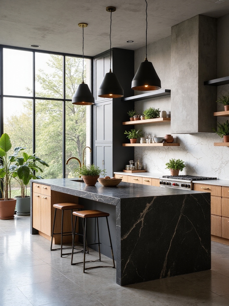 honed stone reclaimed wood blend