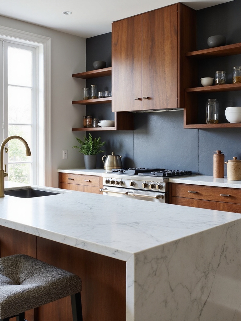 honed stone warm metalwood