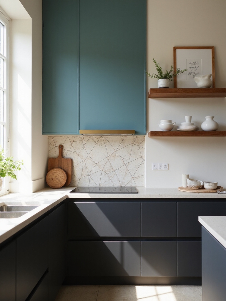 intentional cozy contrasting cabinets