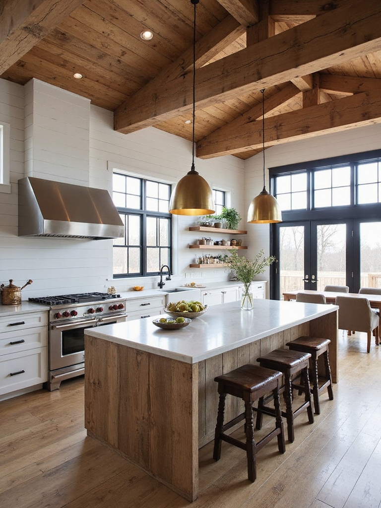 island centered rustic modern social cooking