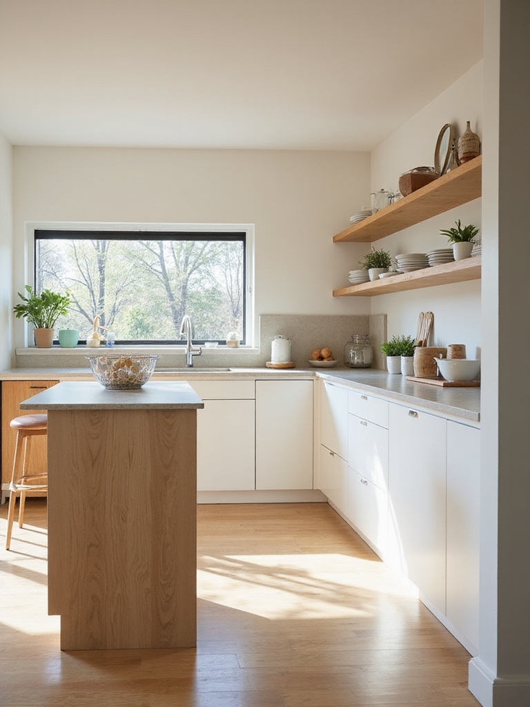 keep sightlines with open shelves