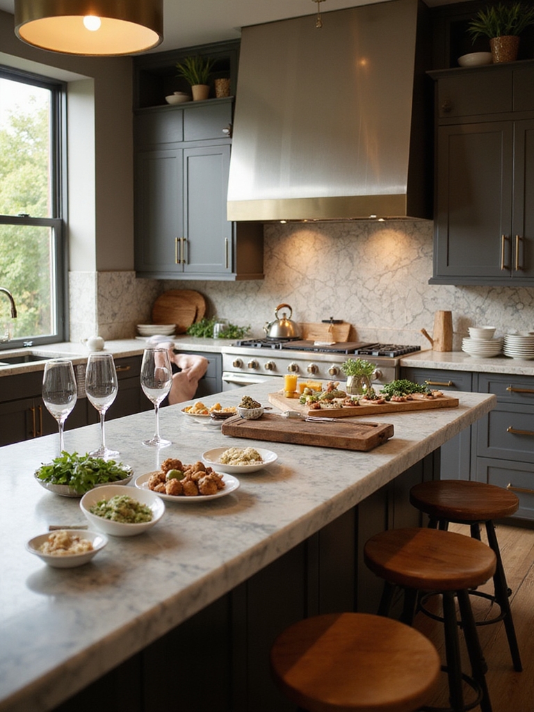 l shaped prep and serving