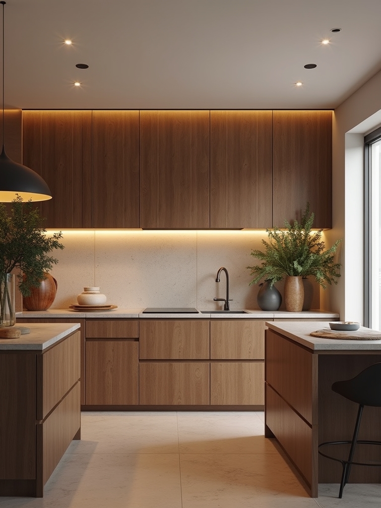 layered soft warm cabinet lighting