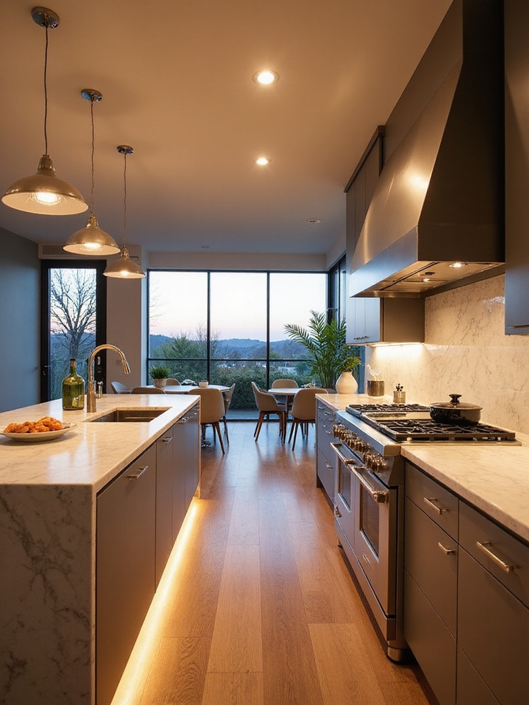 layered warm task lighting