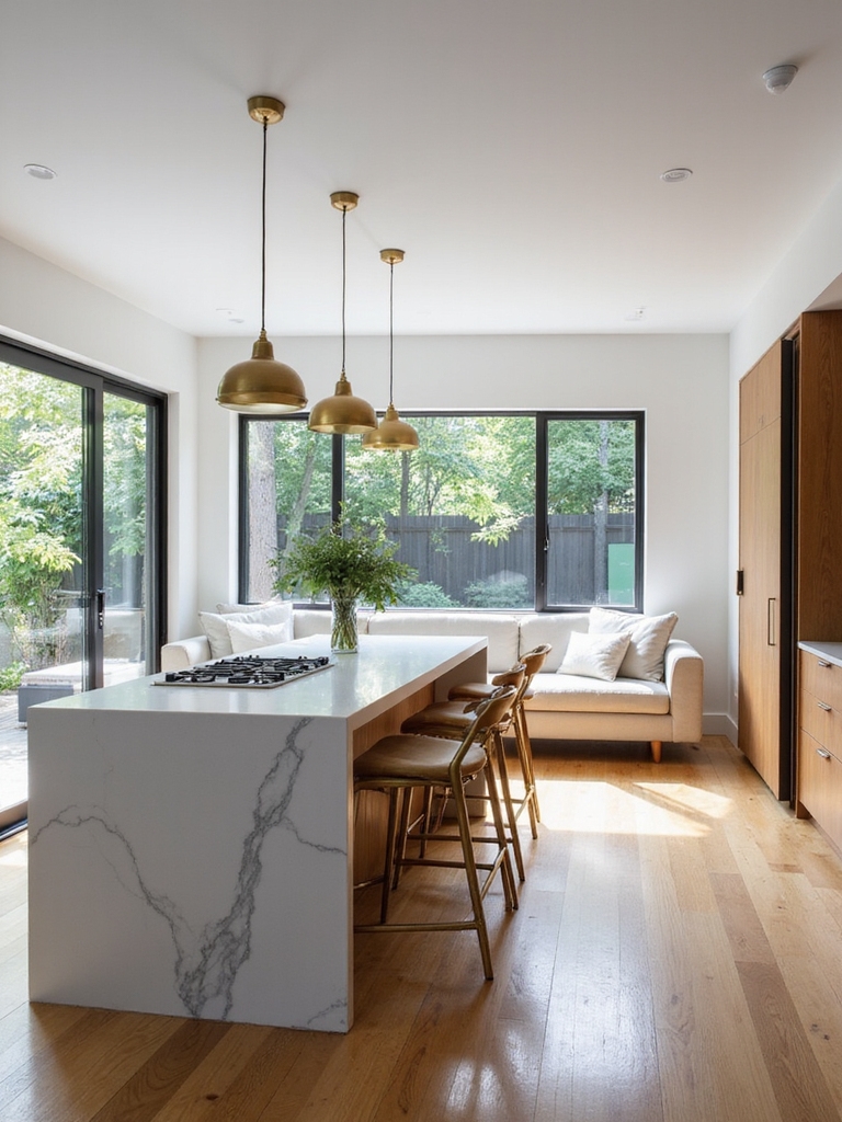 light filled social kitchen centerpiece