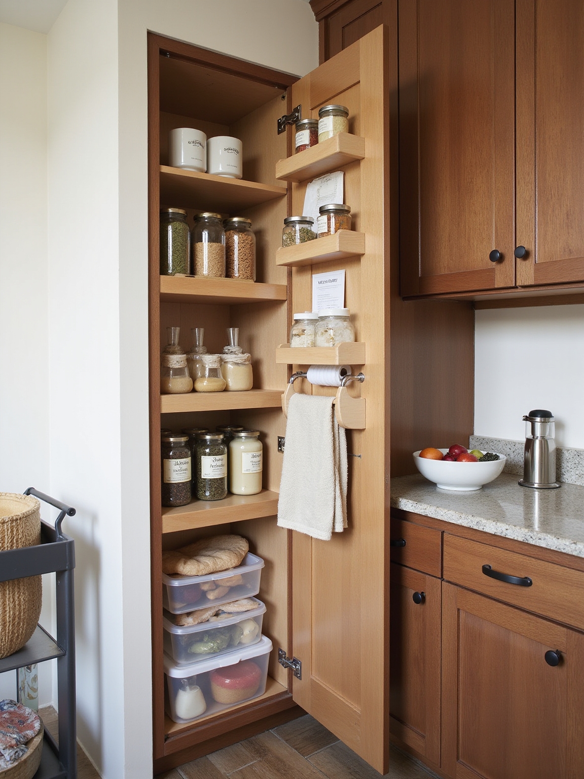 maximizing narrow kitchen storage