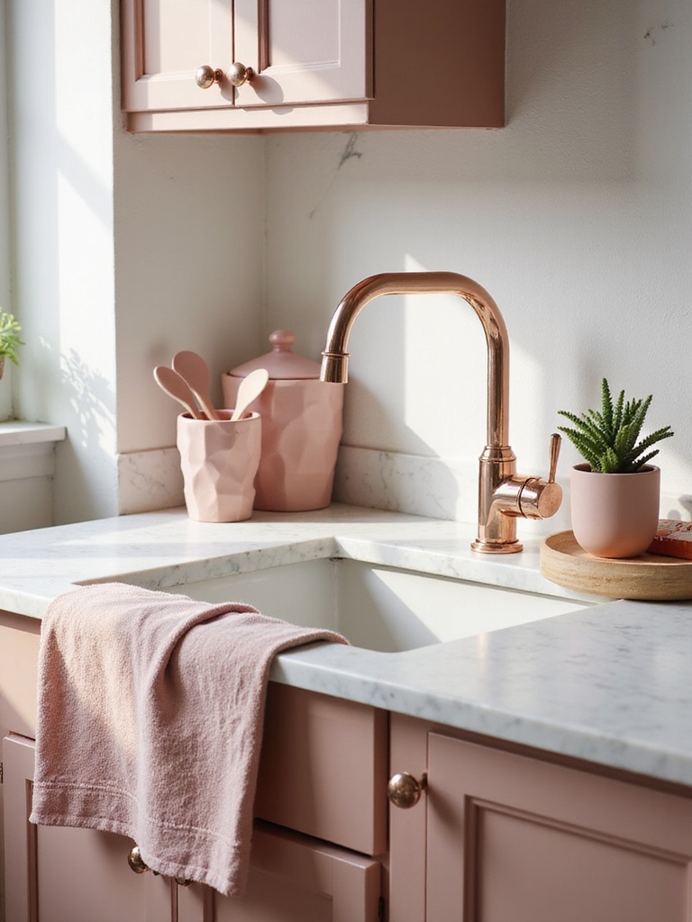 modern chic pink kitchen
