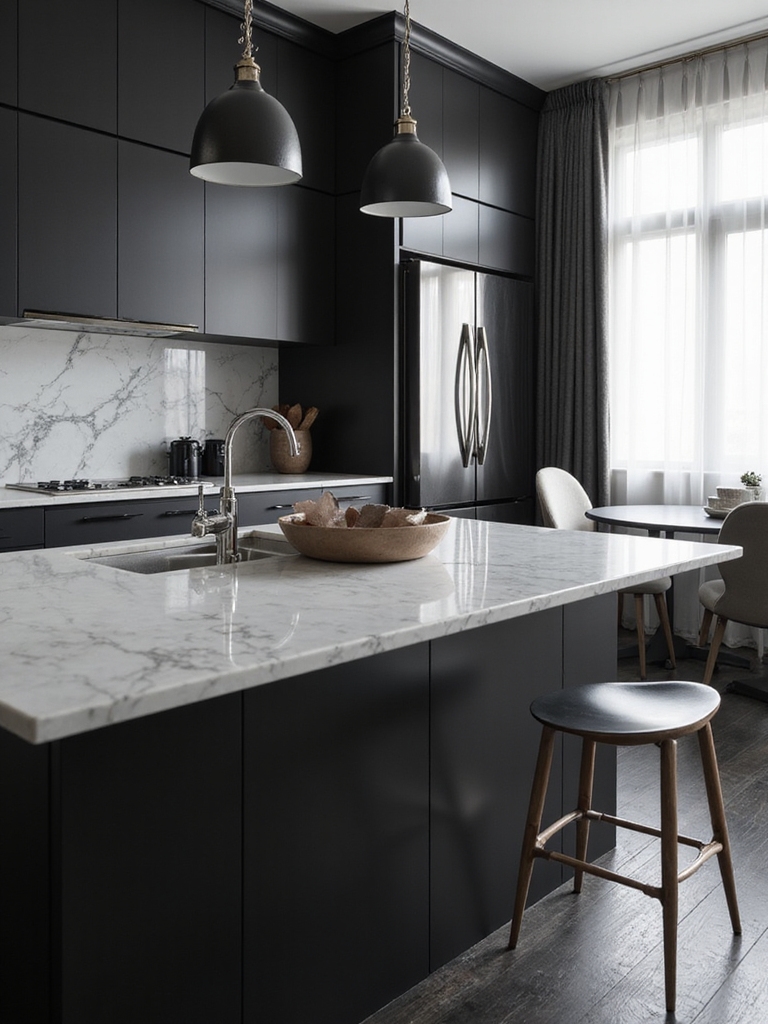 monochrome luxe kitchen style