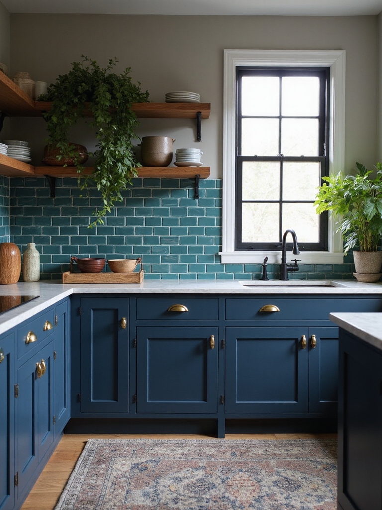 navy kitchen moody elegant