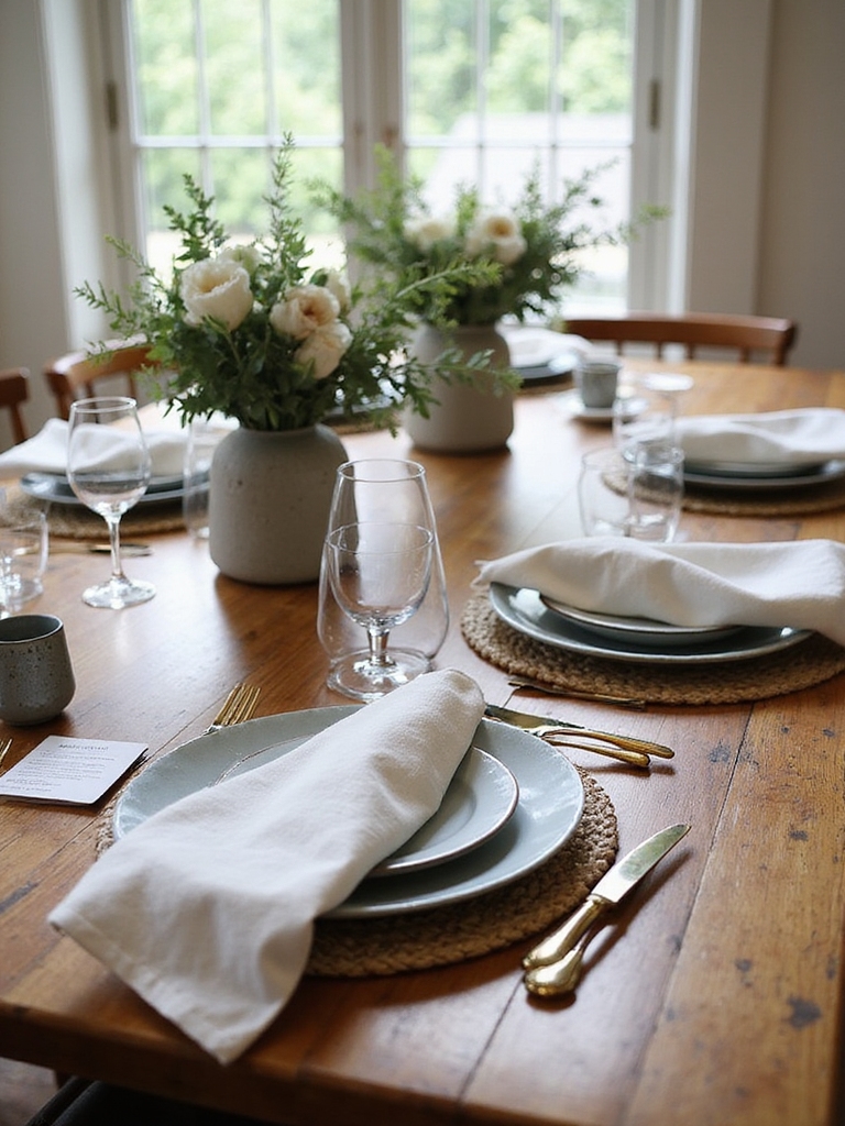 neutral woven placemats centerpiece tray