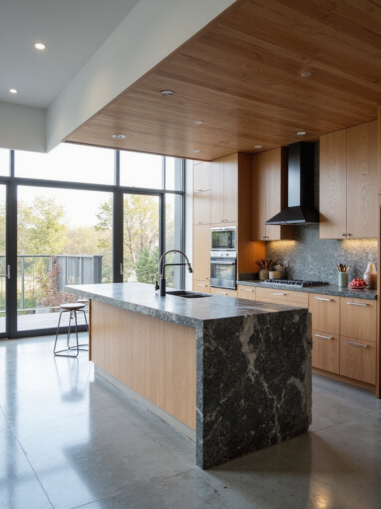open airy cantilevered kitchen