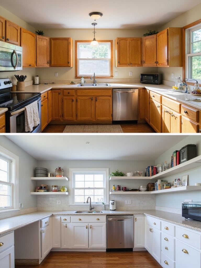 open cabinet makeover transformations