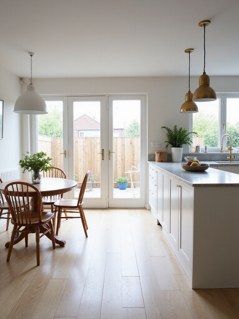open plan small kitchen diner