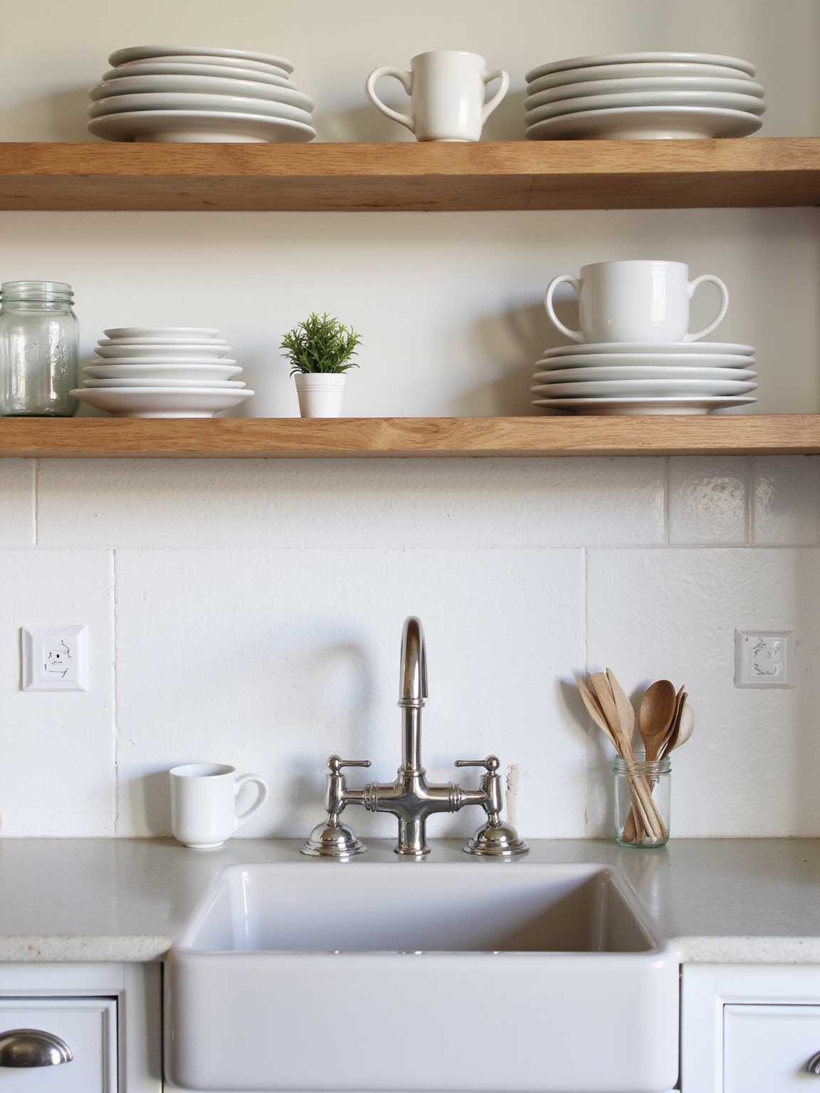 open shelves for dishes