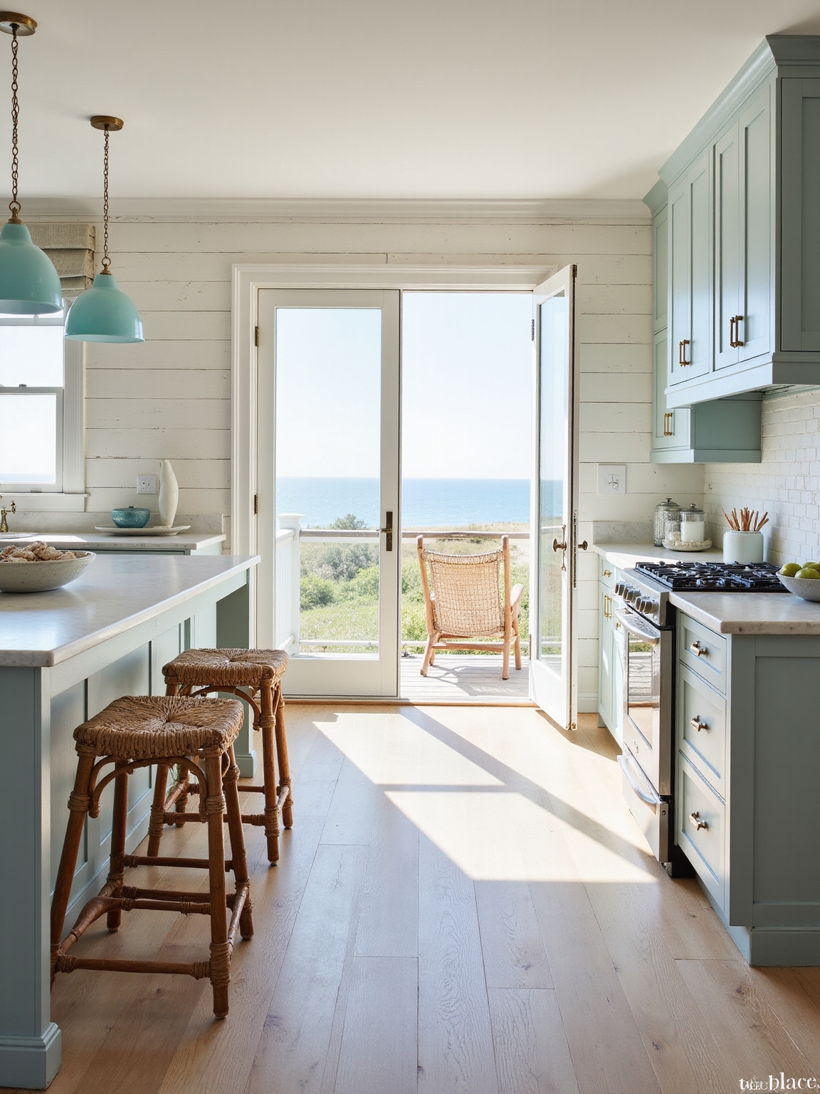 pale coastal palette with accents